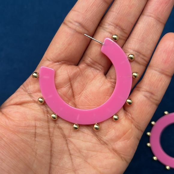 Vintage pink spike Hoops - Picture 2 of 4